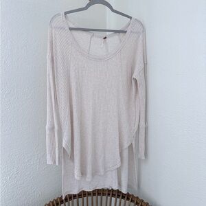 Free People Ventura Cream Waffle Knit Top 
L